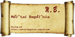 Mátai Begónia névjegykártya